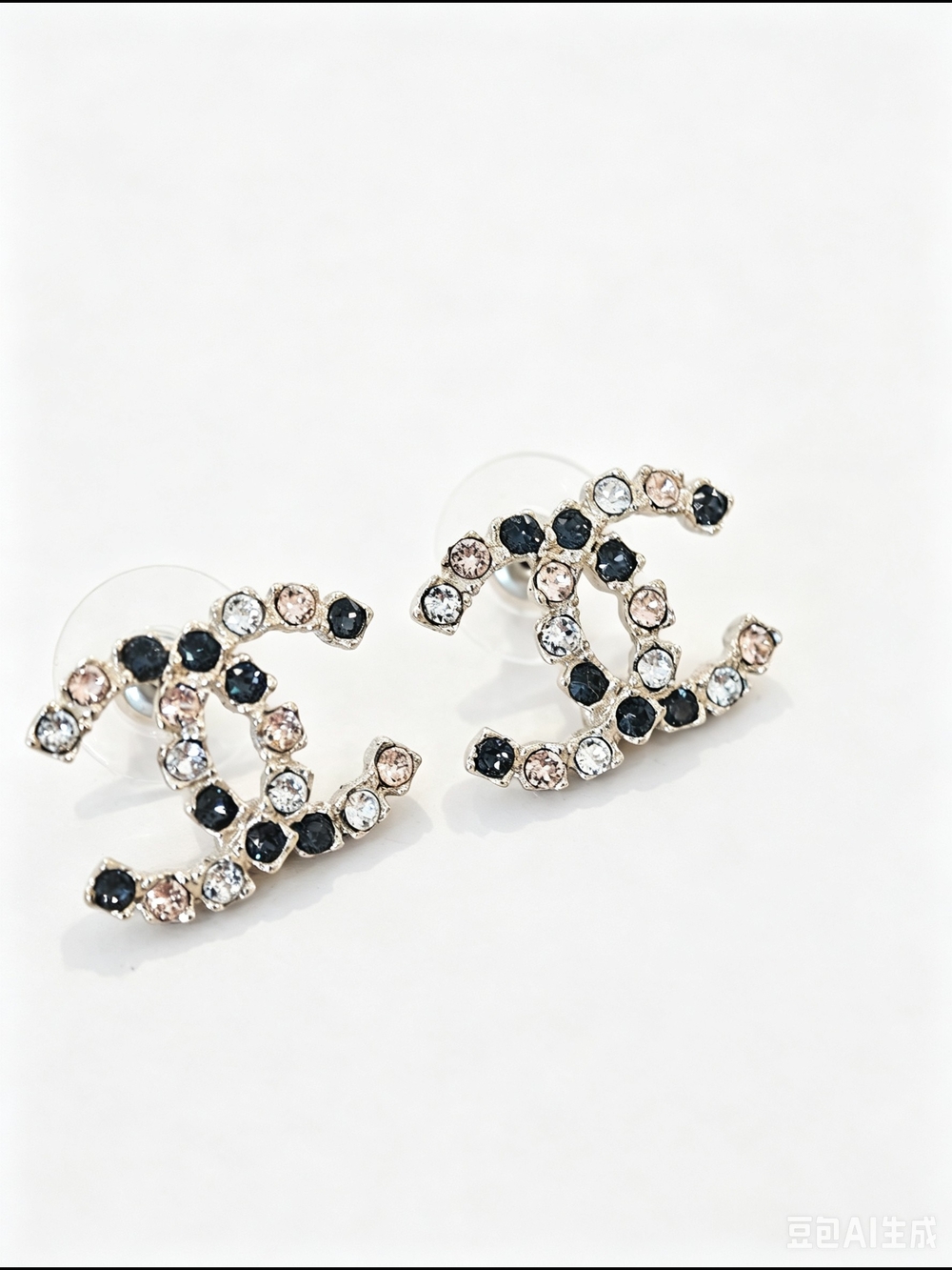 Chanel Crystal Double-C Logo Stud Earrings